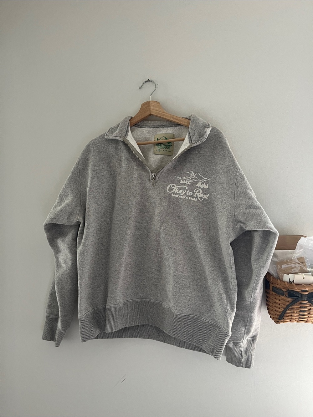 Okay to Rest Gray Quarter-Zip Pullover Sweatshirt